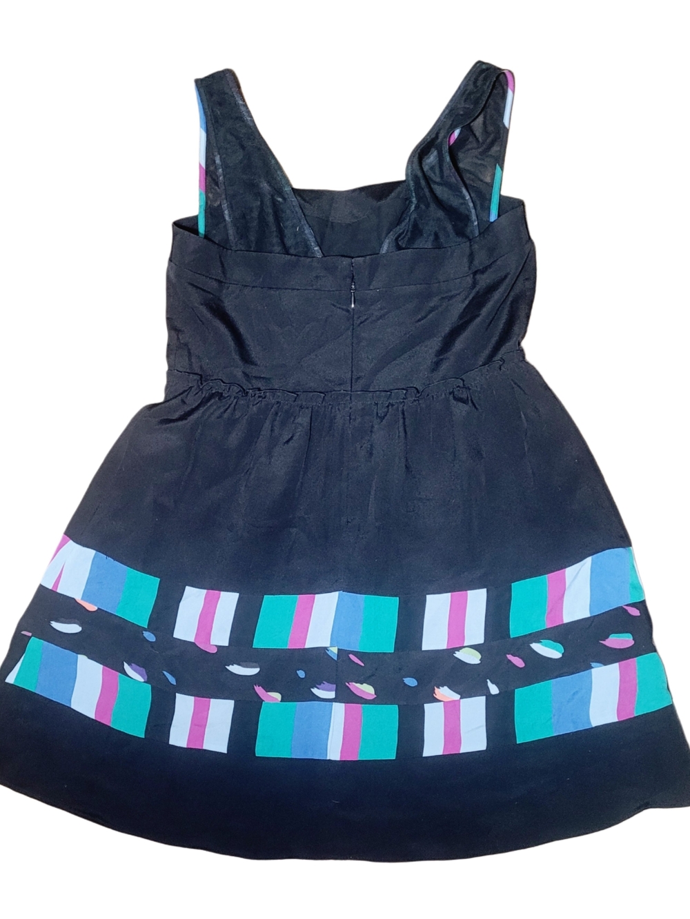 BCBGeneration Vintage Black Mini Dress W/ Mesh Sleeves & Ruffle Fitted Waist - Picture 4 of 5